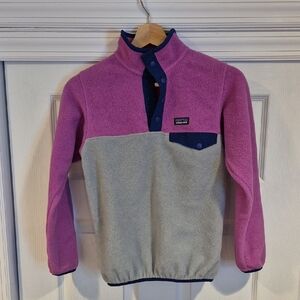 Girls Patagonia Purple and Gray Fleece Pullover, Size Medium